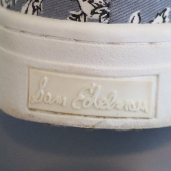 Sam Edelman Leya Sneaker  Pom Pom Slip on Sneakers Blue Denim Floral Size 9 - Picture 6 of 14